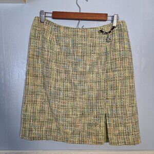 Vintage Requirements 12 Petite Green Tweed Business Casual Knee Length Skirt